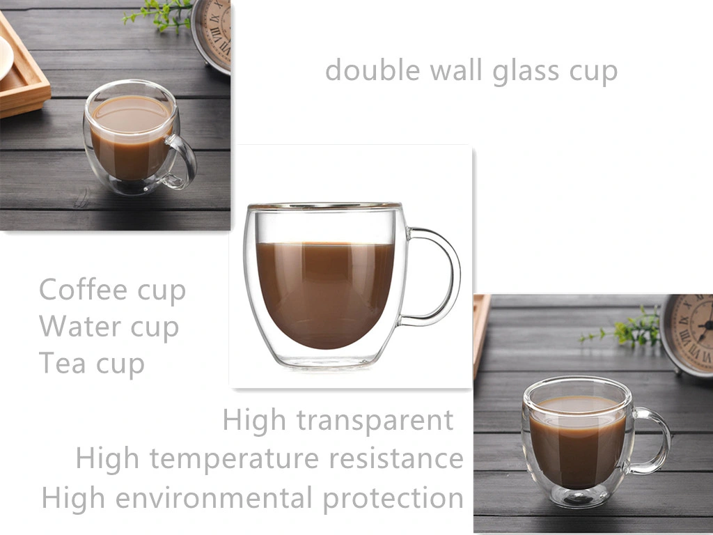 80ml 150ml 250ml 350ml 450ml 550ml 650ml Heat Resistant Borosilicate Double Wall Glass Kitchenware Glassware Coffee Tea Water Milk Wine Beer Glass Cup Mugs