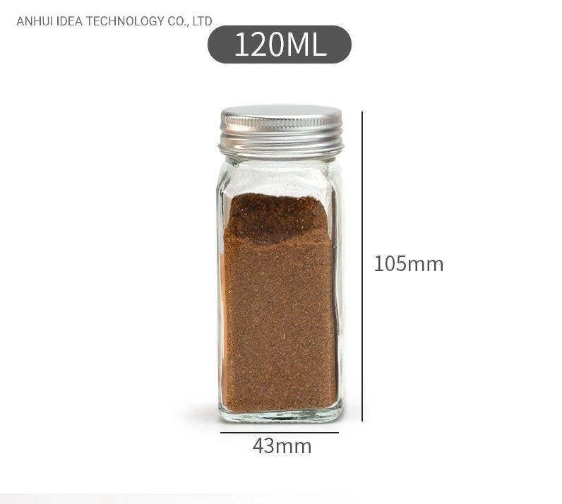 Storage Container 120 Ml Square Glass Jar Salt Pepper Herb Flavoring Spice Bottle Spice Jar