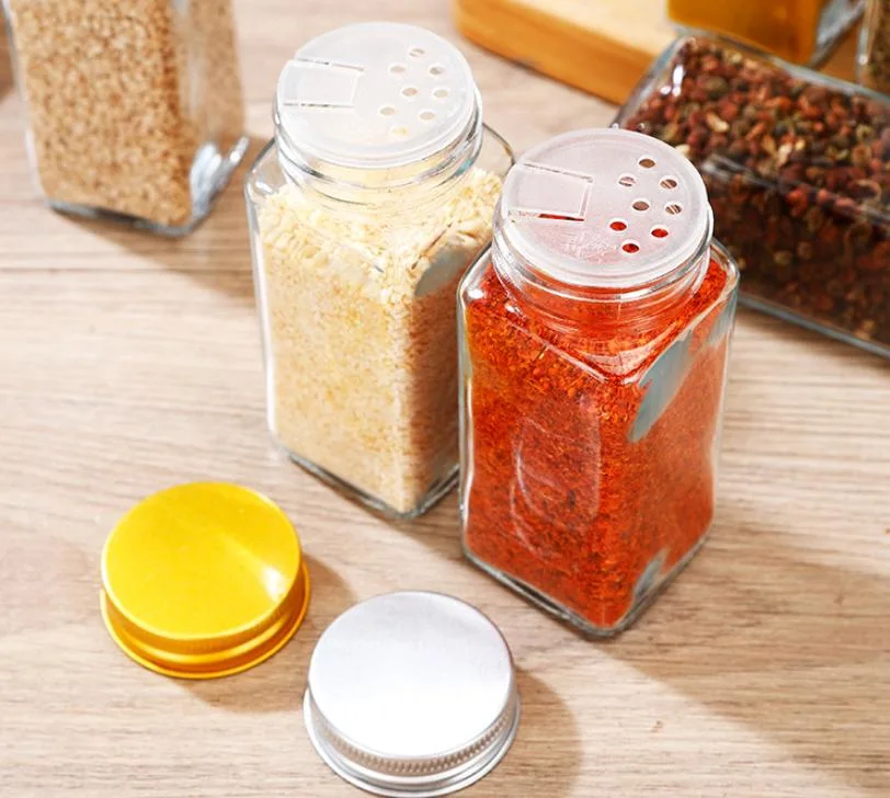 Storage Container 120 Ml Square Glass Jar Salt Pepper Herb Flavoring Spice Bottle Spice Jar