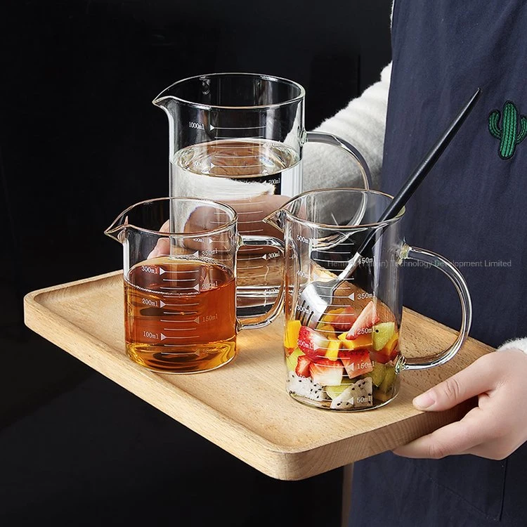 500/1000ml Borosilicate Glass Home Use Measuring Cup with Bamboo Lid