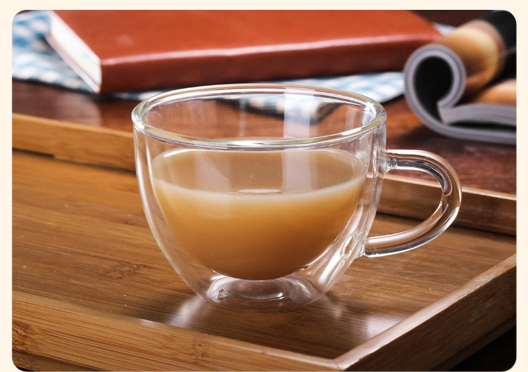Handmade Elegant Colored Heat Resistant Coffee Cup Double Wall Glass Mug