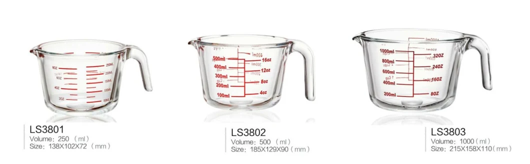 Cooking Microwaveable Hot Milk Glass Measuring Cup with Scale