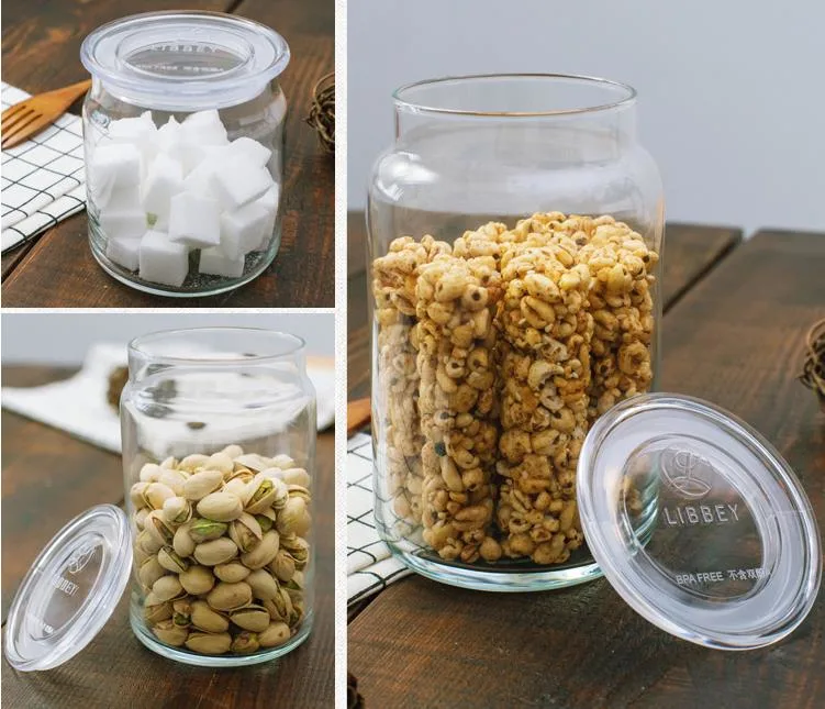 Glass Jar, Food Jar, Kitchenware Storage Can Canister with Hermetic Seal Bamboo Lid