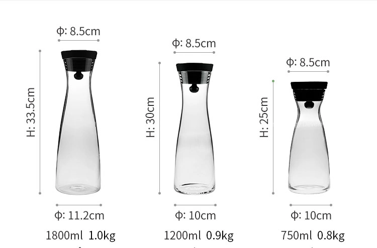 1.8L Borosilicate Glass Pictcher Glass Water Jug, Glass Drinking Pitcher with Silicone Lid