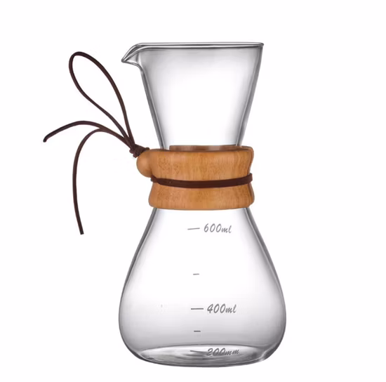 500ml Wooden Collar Glass Sharing Pot Tea Pot Coffee Server