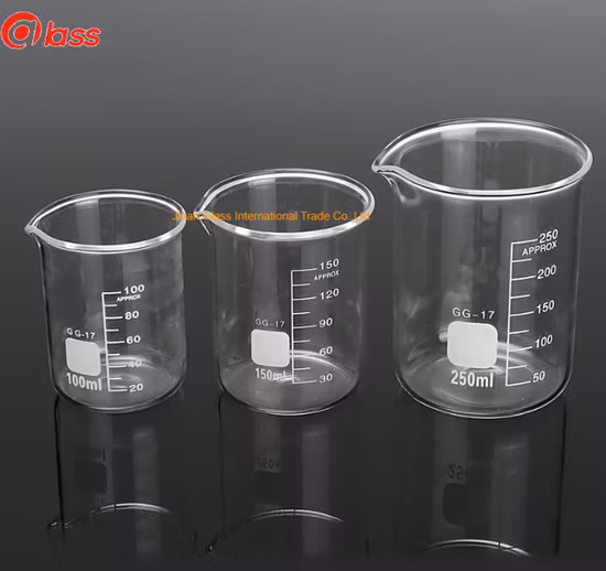 Laboratory Glassware Clear Borosilicate Graduated Beaker Glass Measuring Cup