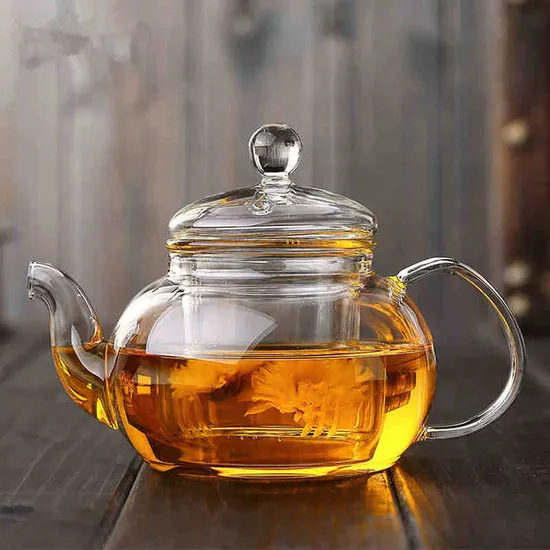 Hot Sale Transparent with Glass Handle Glass Teapot Make Tea 