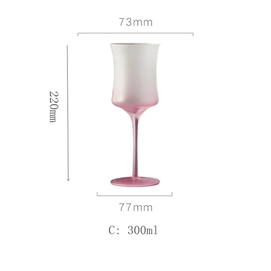 Vintage Gradient Pink Red Wine Glasses 