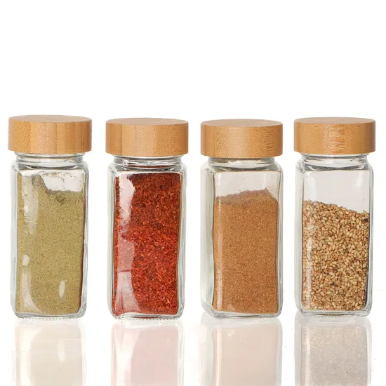 Wholesale 4oz 120ml Empty Square Kitchen Seasoning Storage Bottle Salt Pepper Glass Container Glass Spice Jar with Lids in Bulk 