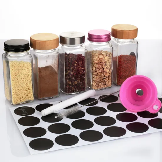 Empty Square Kitchen 4oz 120ml Pepper Storage Container Seasoning Glass Spice Jar 