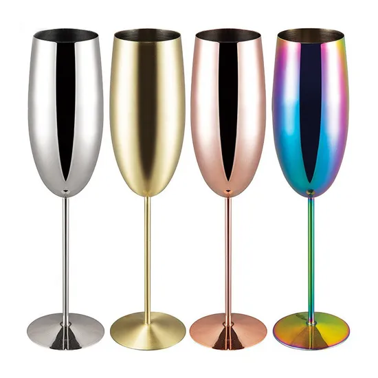Modern Black Gold Metal Wine Goblet Cup Stainless Steel Champagne Glasses 
