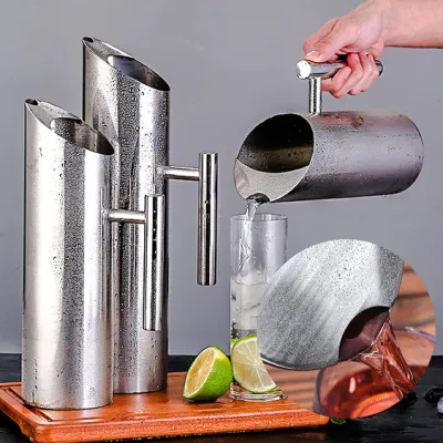 Bar Accessories Straight Stainless Steel Jug Wine Dispenser Coffee Drink Ice Juice Beer Cold Kettle Water Pitcher