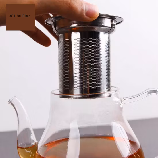 Transparent Teapot Heat Resistant Glass Tea Pot with Infuser and Bamboo Lid