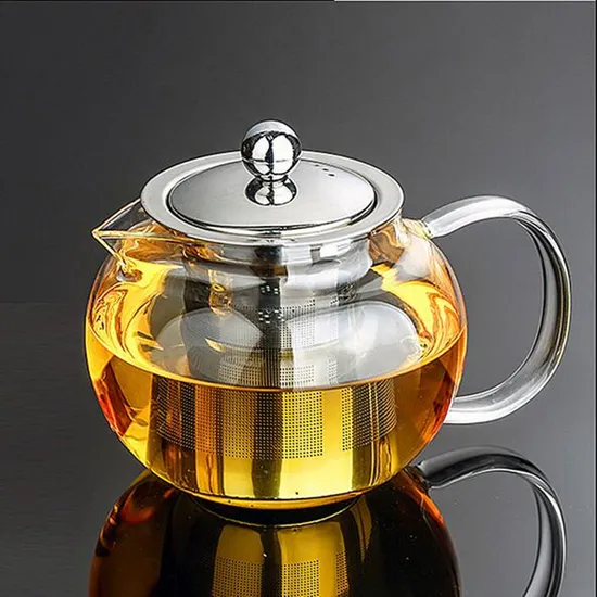 Clear Heat Resistant 650ml Glass Teapot with Infuser 