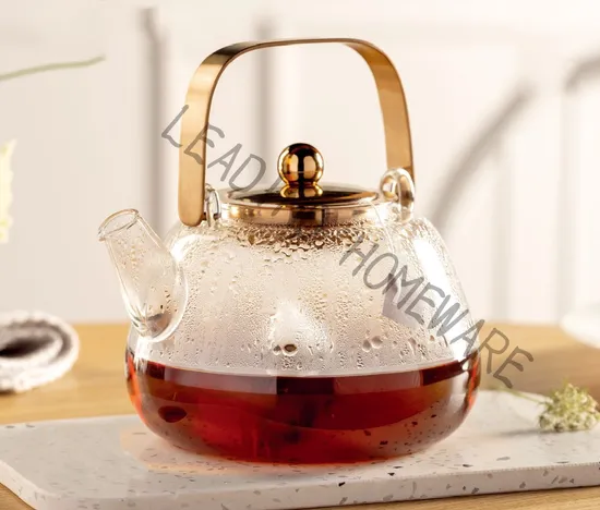 1000ml Borosilicate Glass Teapot with Metal Handle 