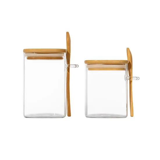 Square 8cm Diameter 500ml 600ml Empty Square Food Storage Borosilicate Glass Jars 