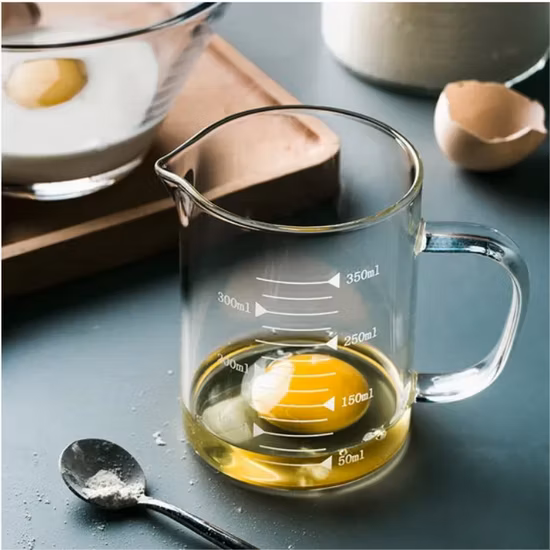 350ml 500ml 1000ml Glass Transparent Measuring Glass Cup with Handle and Lid