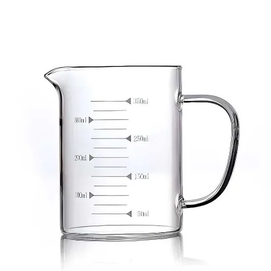Small High Borosilicate Glass Measuring Mixing Cup for Coffee Milk with Scale 