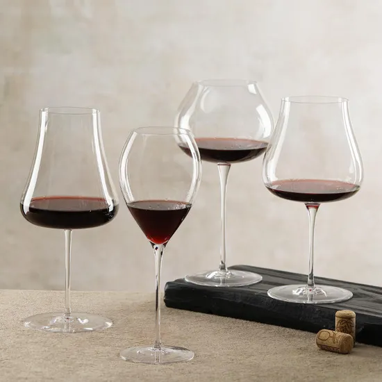 Custom Luxury Elegant Hand Blown Crystal Long Stem Goblet Burgundy Glass Gin Tonic Balloon Glasses for Wedding Restaurant 