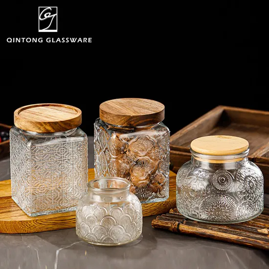 2023 New Style Luxury Wide Mouth Empty 750ml 25oz Square Cookies Glass Food Grade Storage Jar with Bamboo Lids 